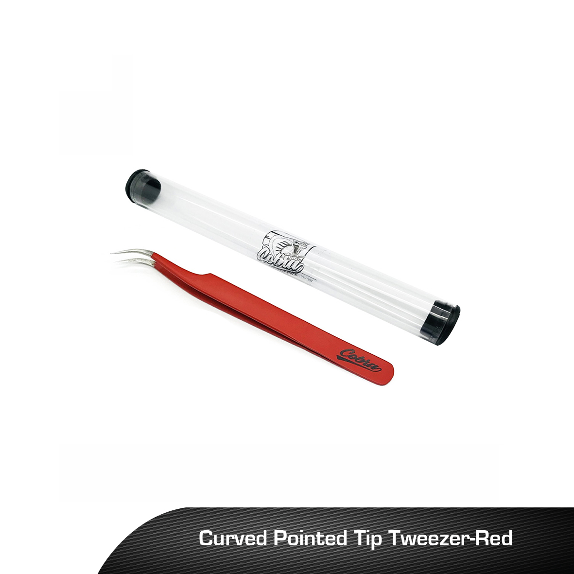Curved Pointed Tip Tweezer-Red