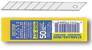 OLFA 9mm Stainless Steel Snap-Off Blades, 50 Pack (AB-50S)