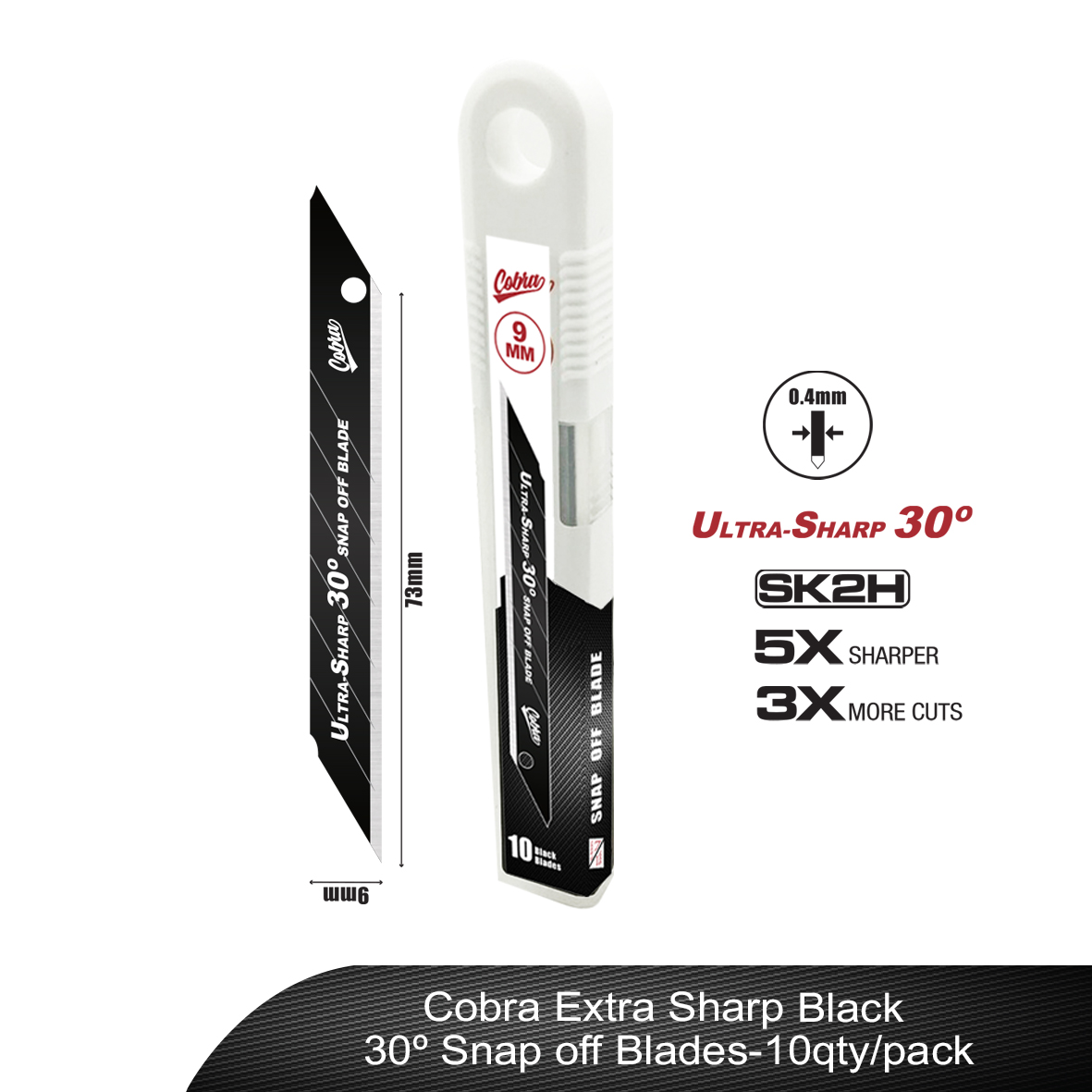 Cobra Extra Sharp BLACK 30º Snap off Blades-10qty/pack