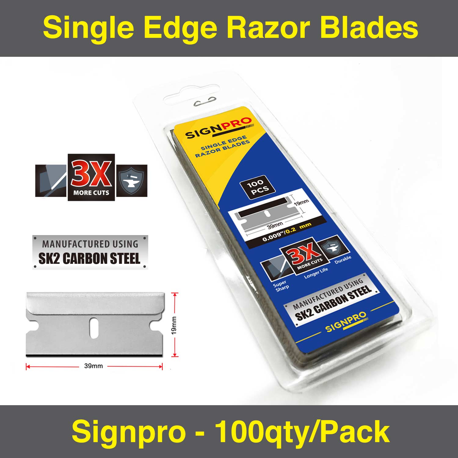 Single Edge Razor Blades-100Qty/Pack